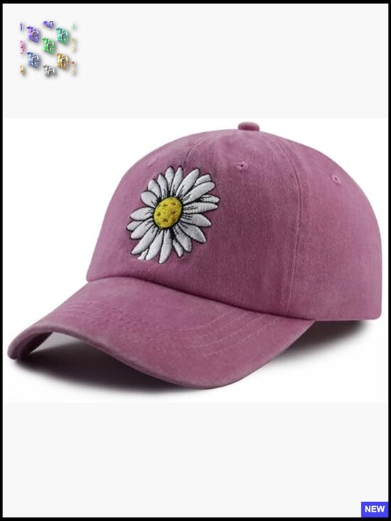 Embroidered Daisy Pickleball Baseball Cap Adjustable Cotton Unisex Sports Hat main image 5